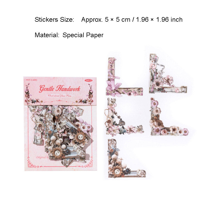 20 Pcs Floral Scrabook Corner Stickers MSSY