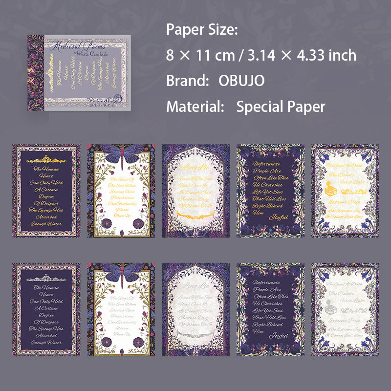 10 Pcs Vintage Literature Themed Journal Paper ZSJSP