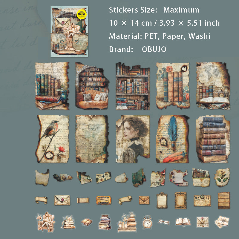 50 Pcs Fire Traces Junk Journal Supplies Kit ZHXS