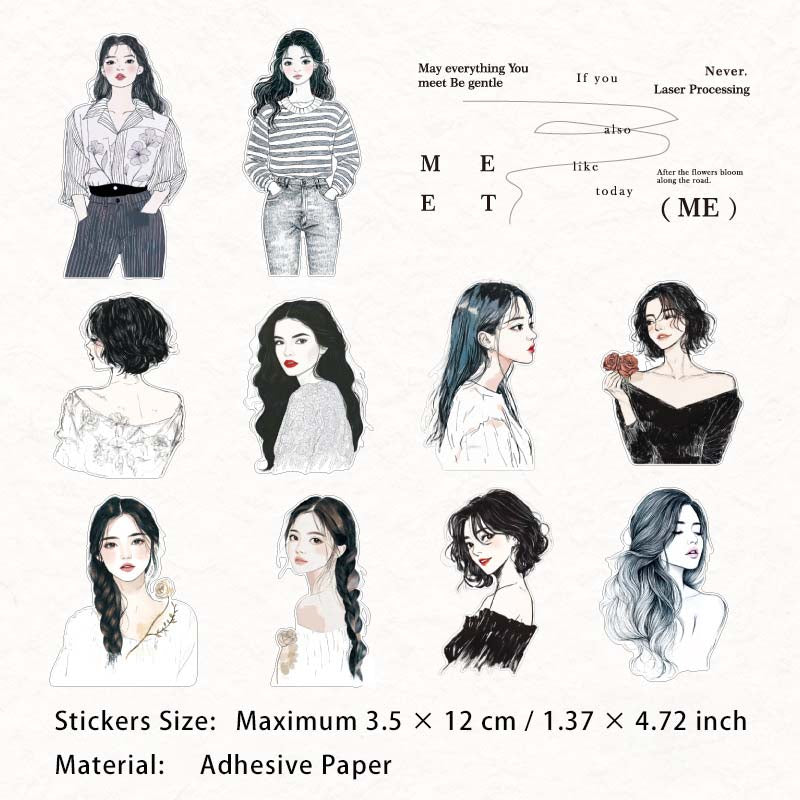 10 Pcs Fashion Girl Stickers SBXQ