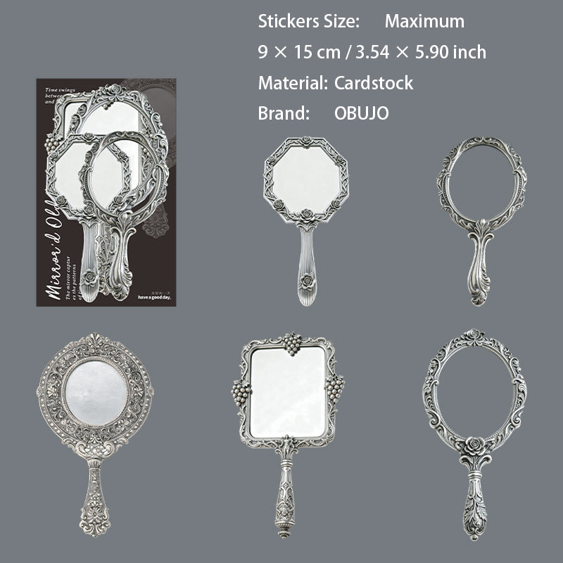 10 Pcs Vintage Mirror Jthemed Cardstock Stickers JMXL