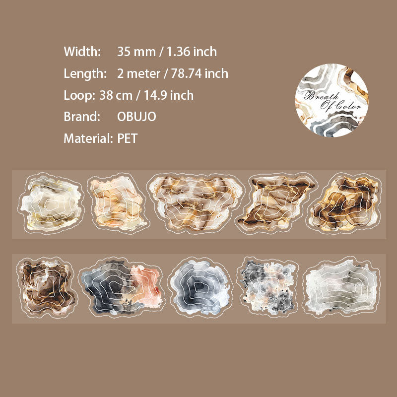 1 Roll Watercolor Spalash PET Stickers Tape SSHX