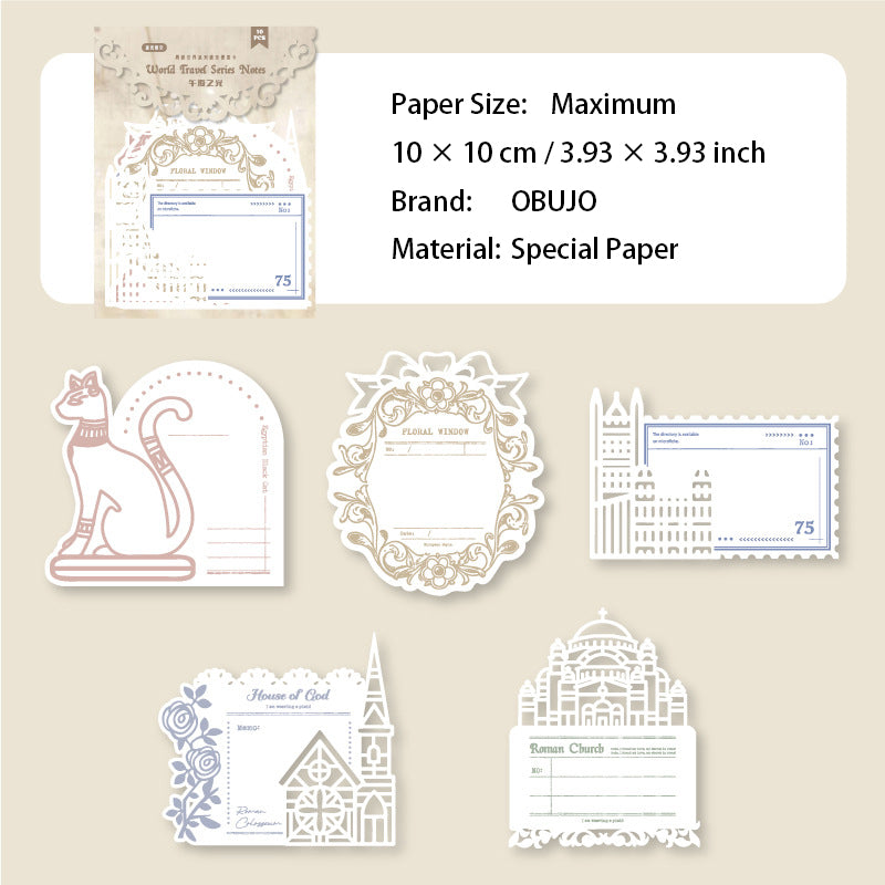 10 Pcs Travel Theme Journal Paper ZYSJ