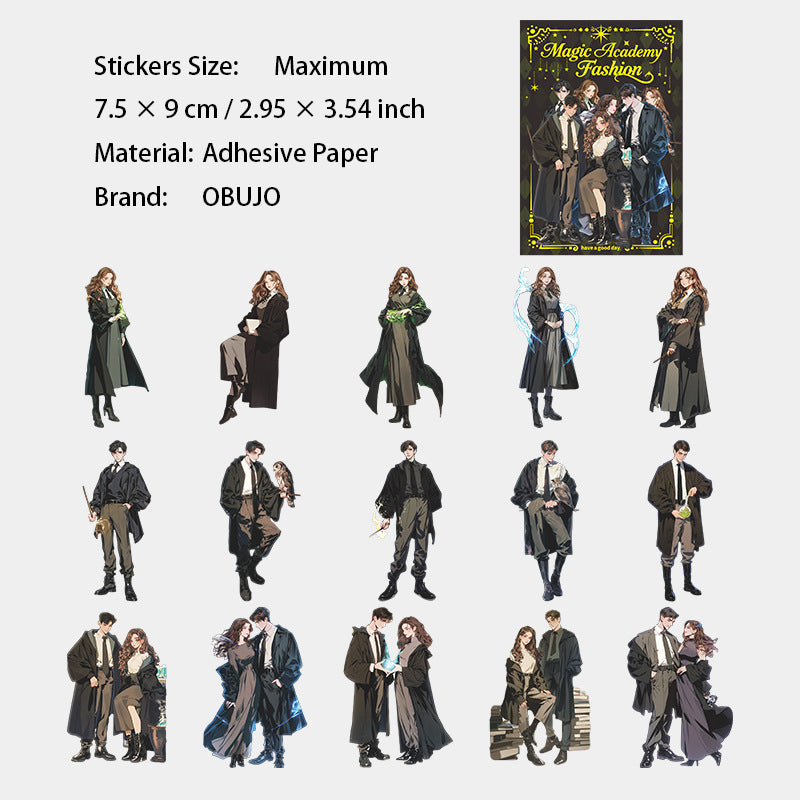 15 Pcs Maigc School Girl Boy PET Stickers MFXYSZ