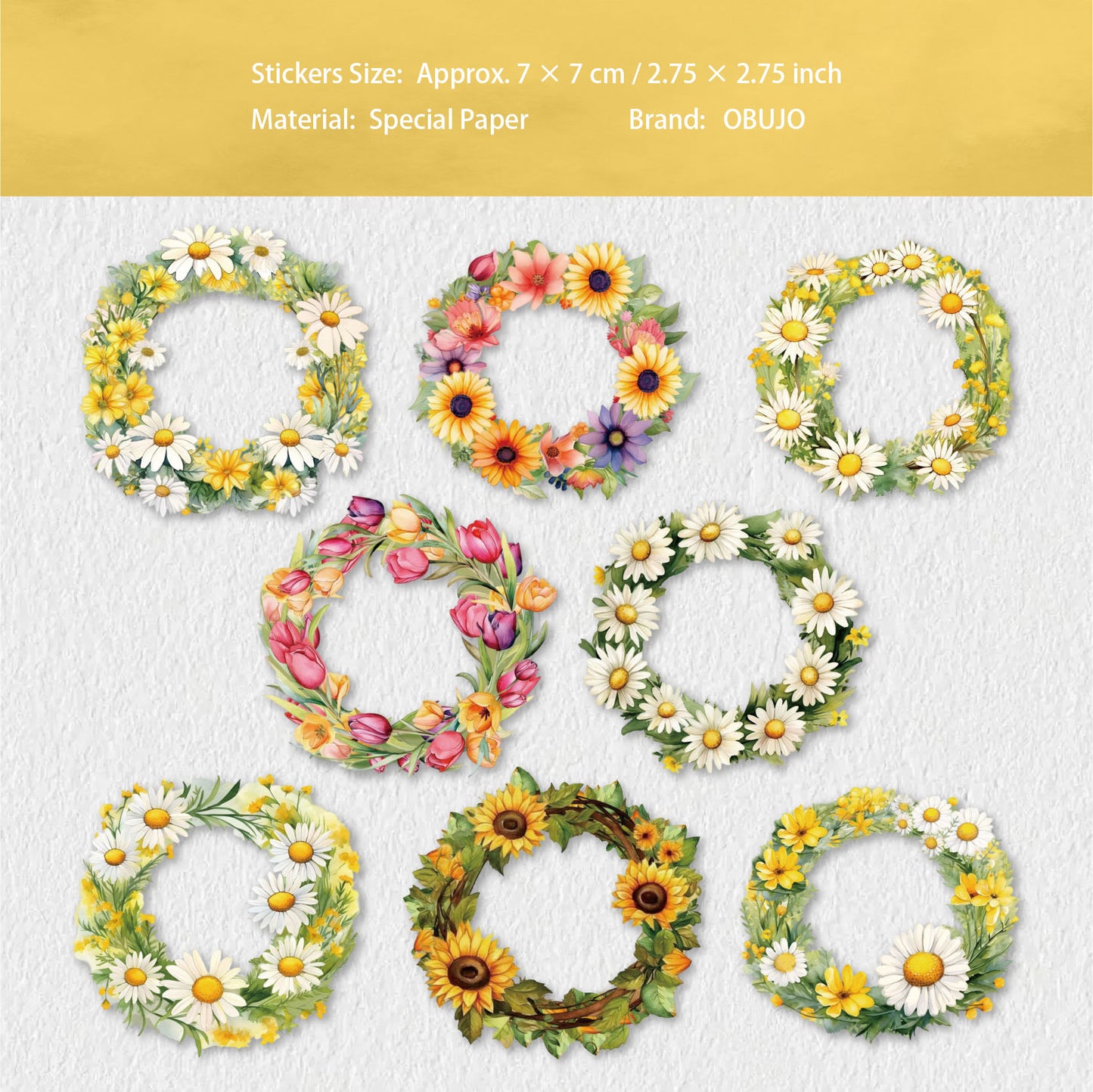 8 Pcs Garland PET Stickers HHXL