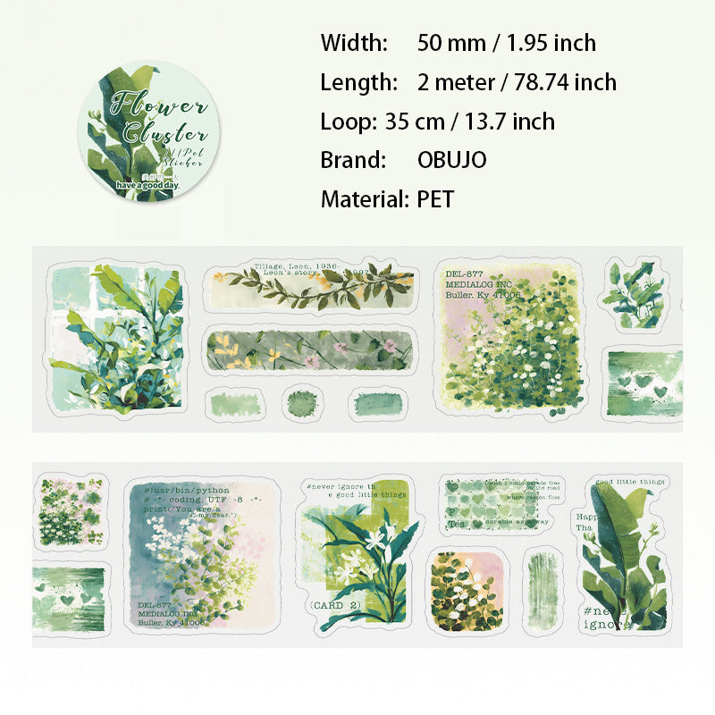 1 Roll Flower Themed PET Stickers Tape HCMB