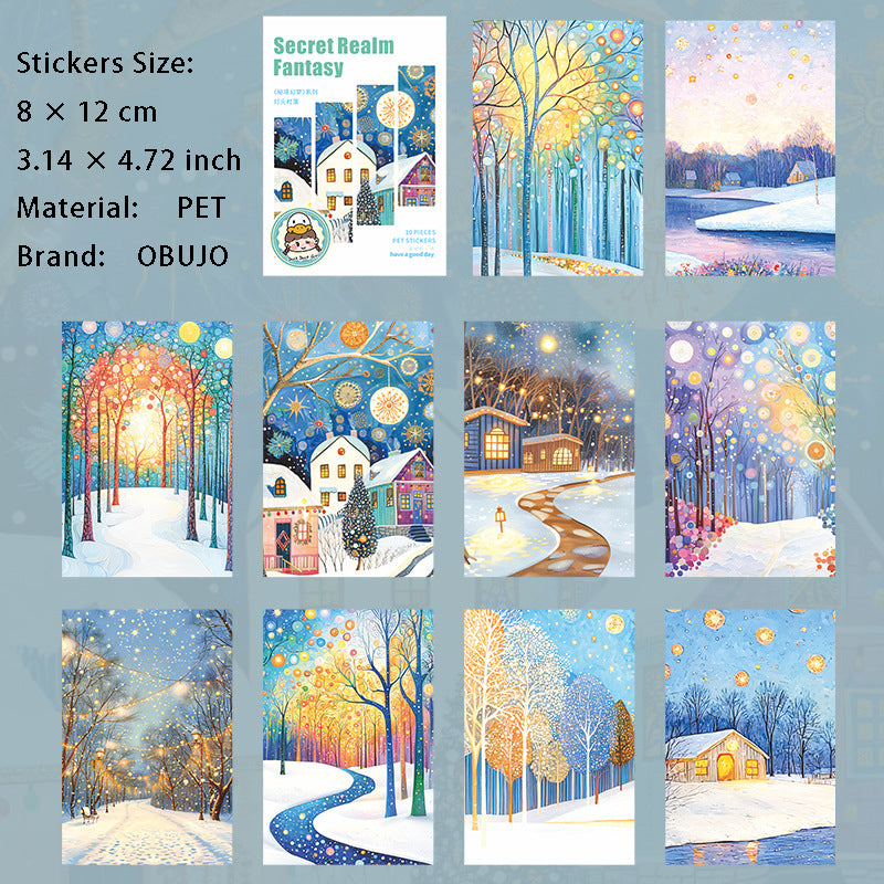 10 Pcs Fantasy Landscape PET Stickers MJHM