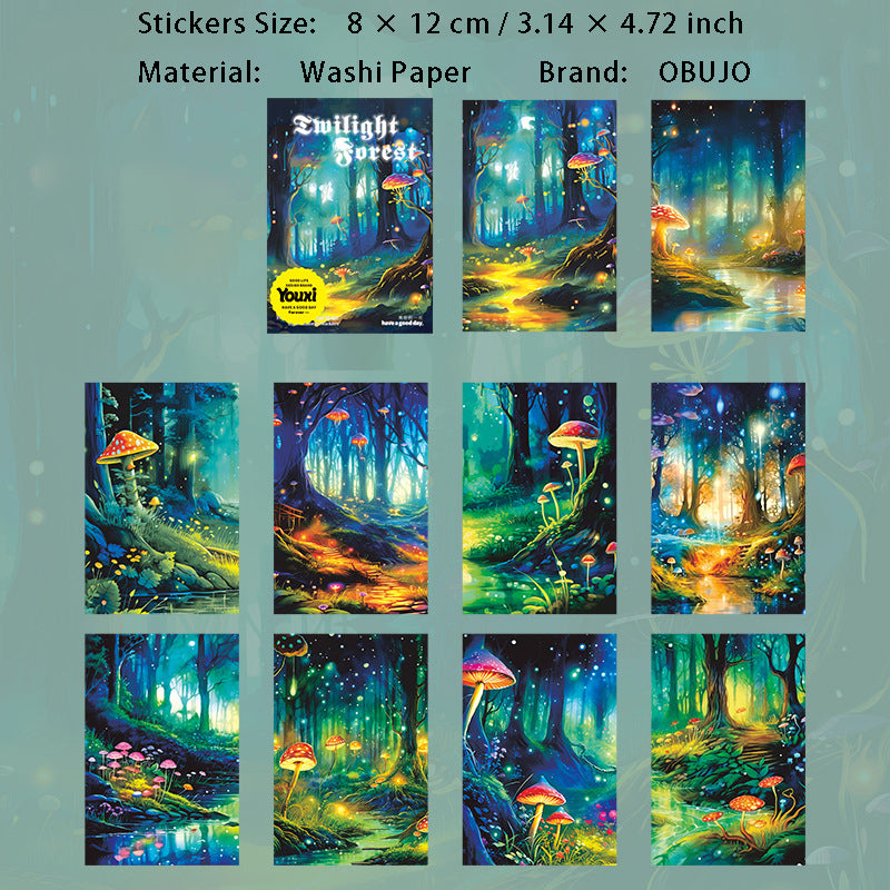 10 Pcs Fantasy Forest Washi Stickers MGYL