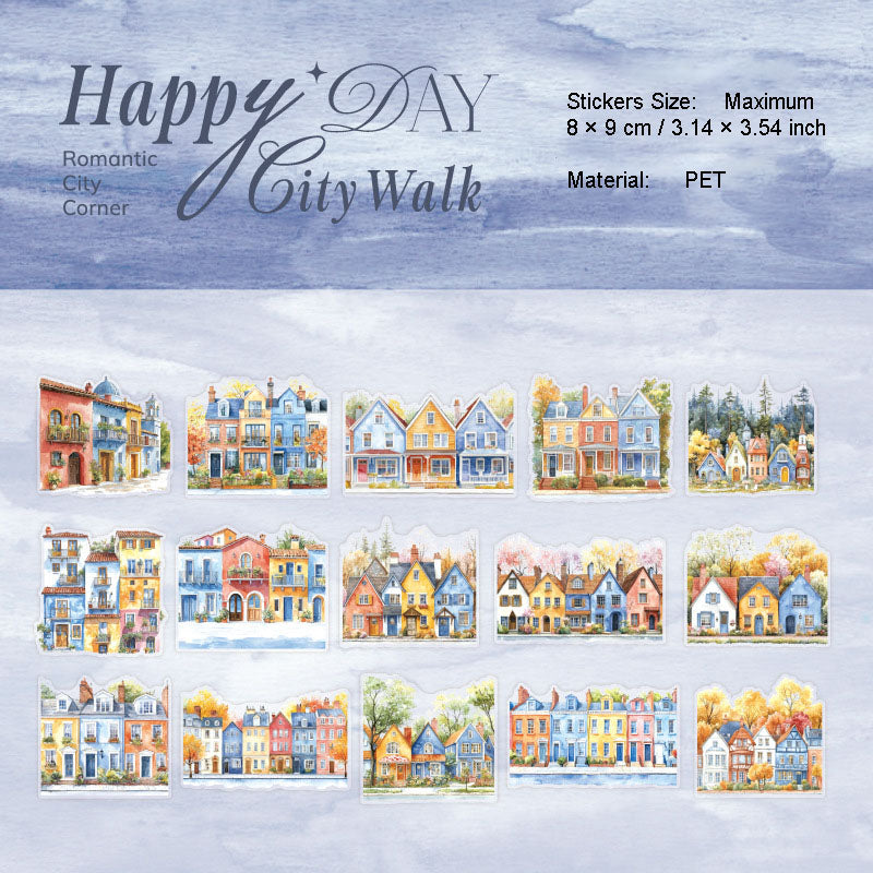 30 Pcs City House PET Stickers CSMB