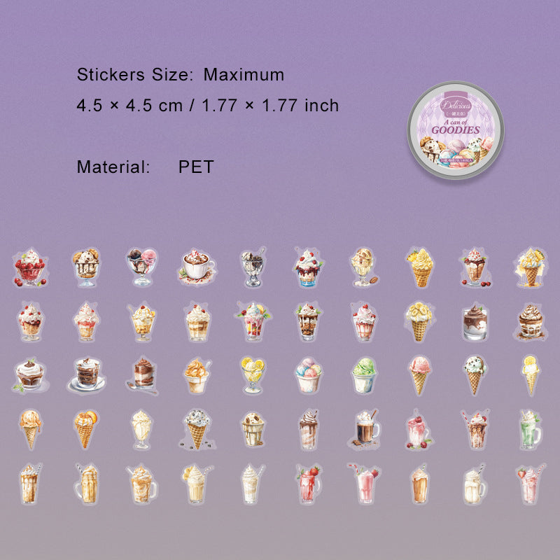 100 Pcs Cake Dessert Choclate PET Stickers YGMS