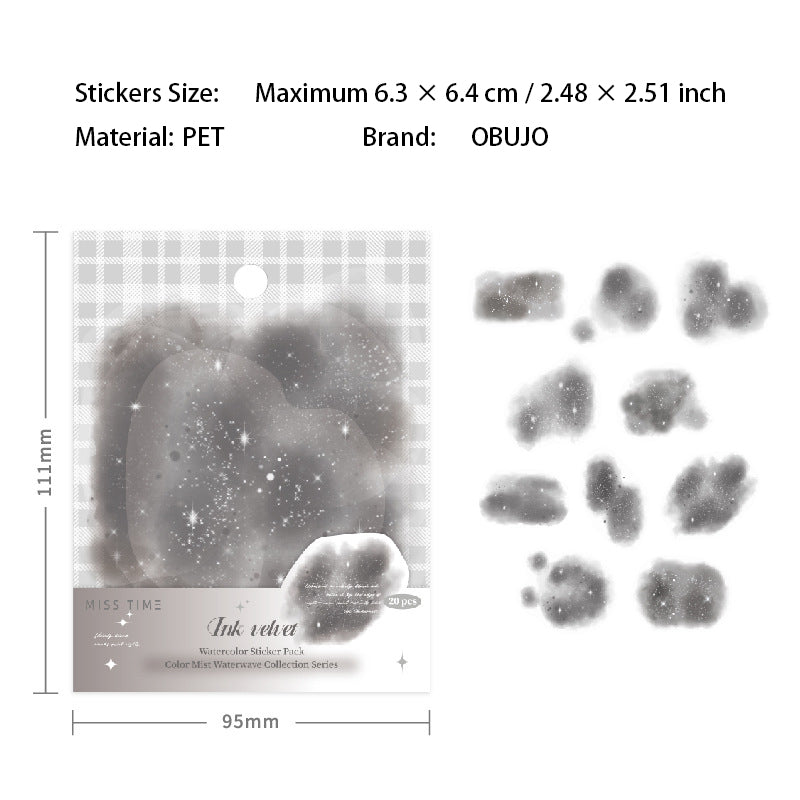 20 Pcs Watercolor Themed PET Stickers CWSY