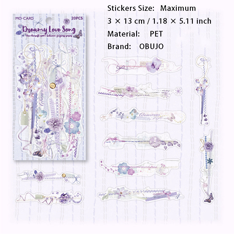 20 Pcs Lace Bow PET Stickers ZJSZS