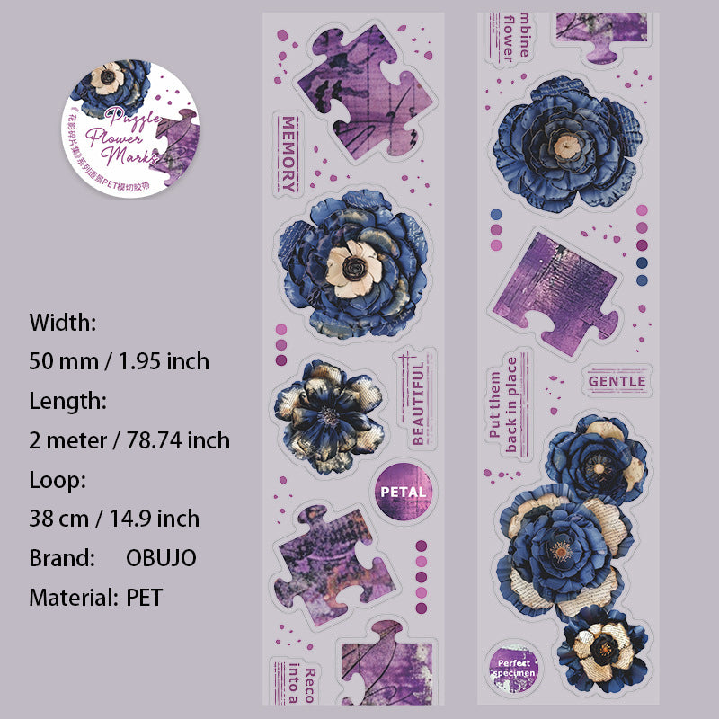 1 Roll Vintage Flower PET Stickers Tape HYSPJ