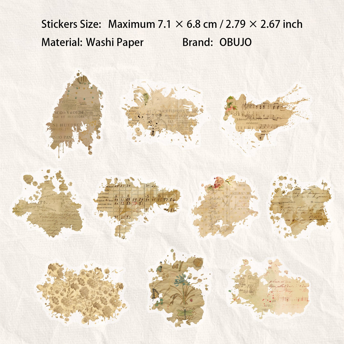 20 Pcs Watercolor Fragments Washi Stickers CYXL