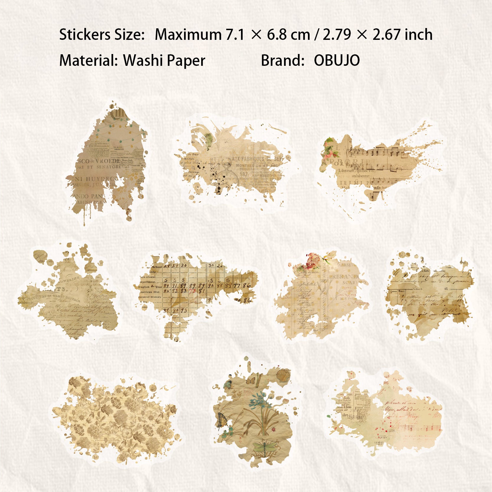 20 Pcs Watercolor Fragments Washi Stickers CYXL