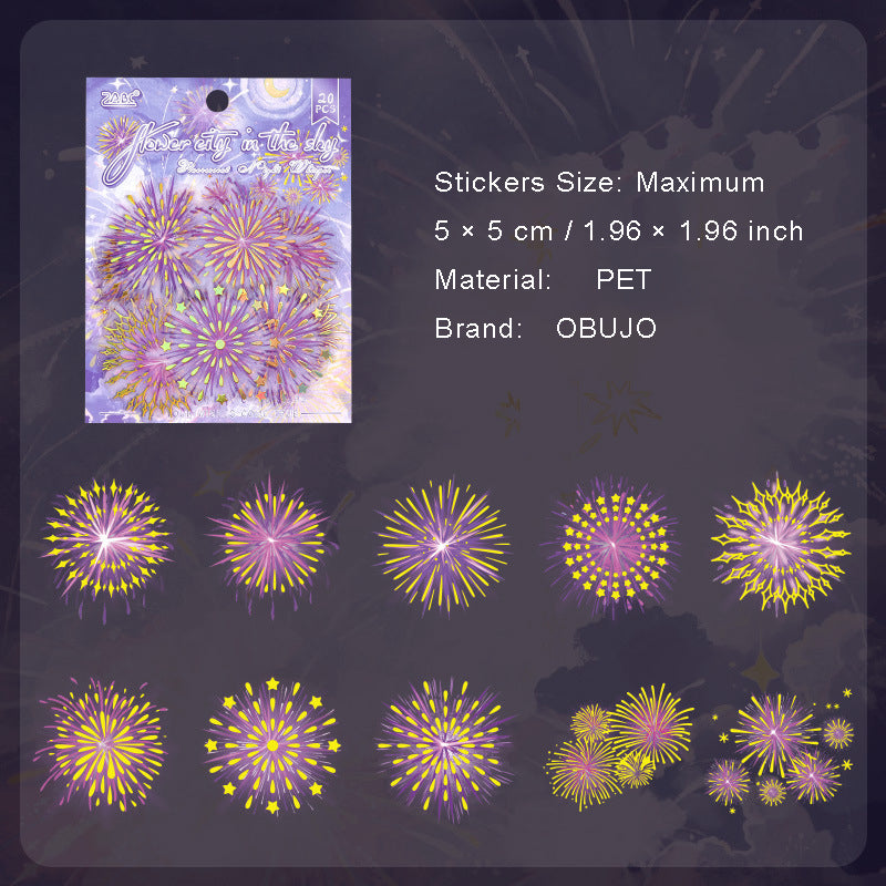 20 Pcs Firework PET Stickers YGYY