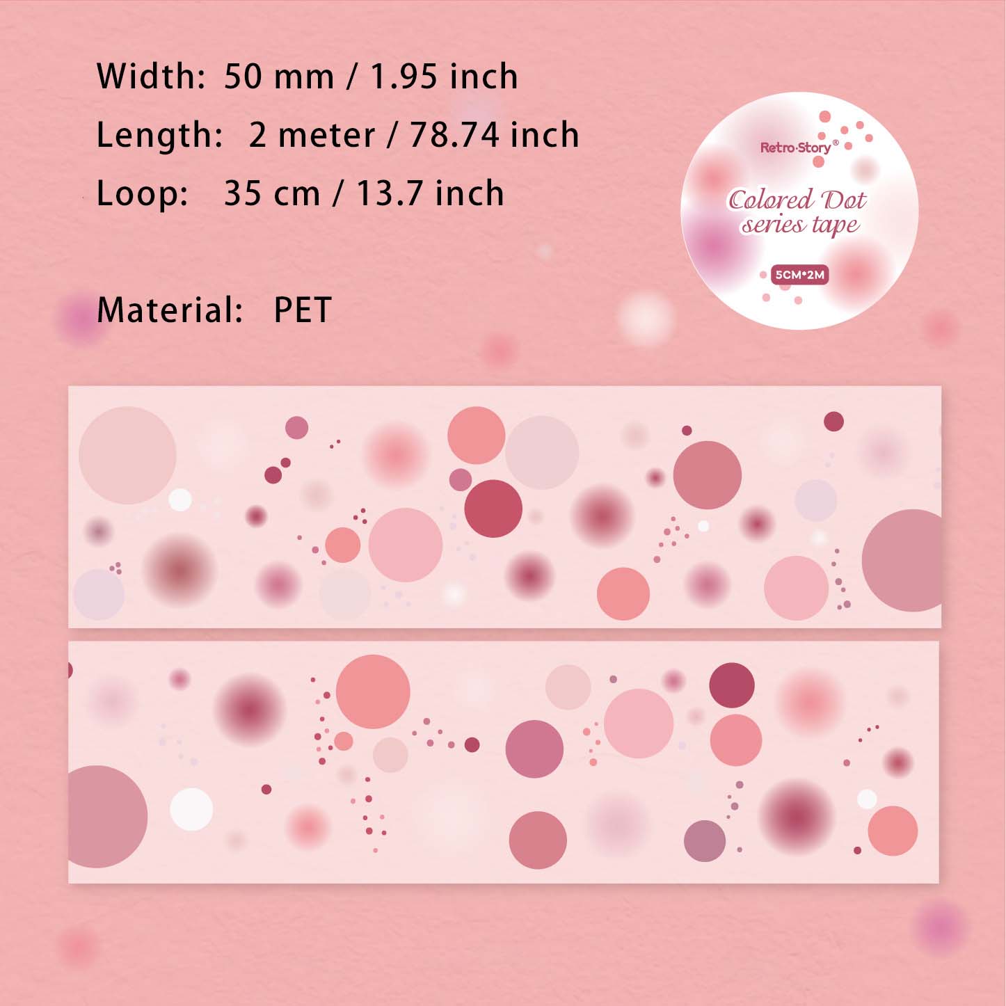 1 Roll Watercolor Dot PET Tape CSXL