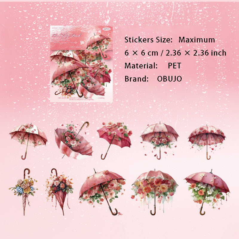 20 Pcs Umbrella Theme PET Stickers HSXZQ