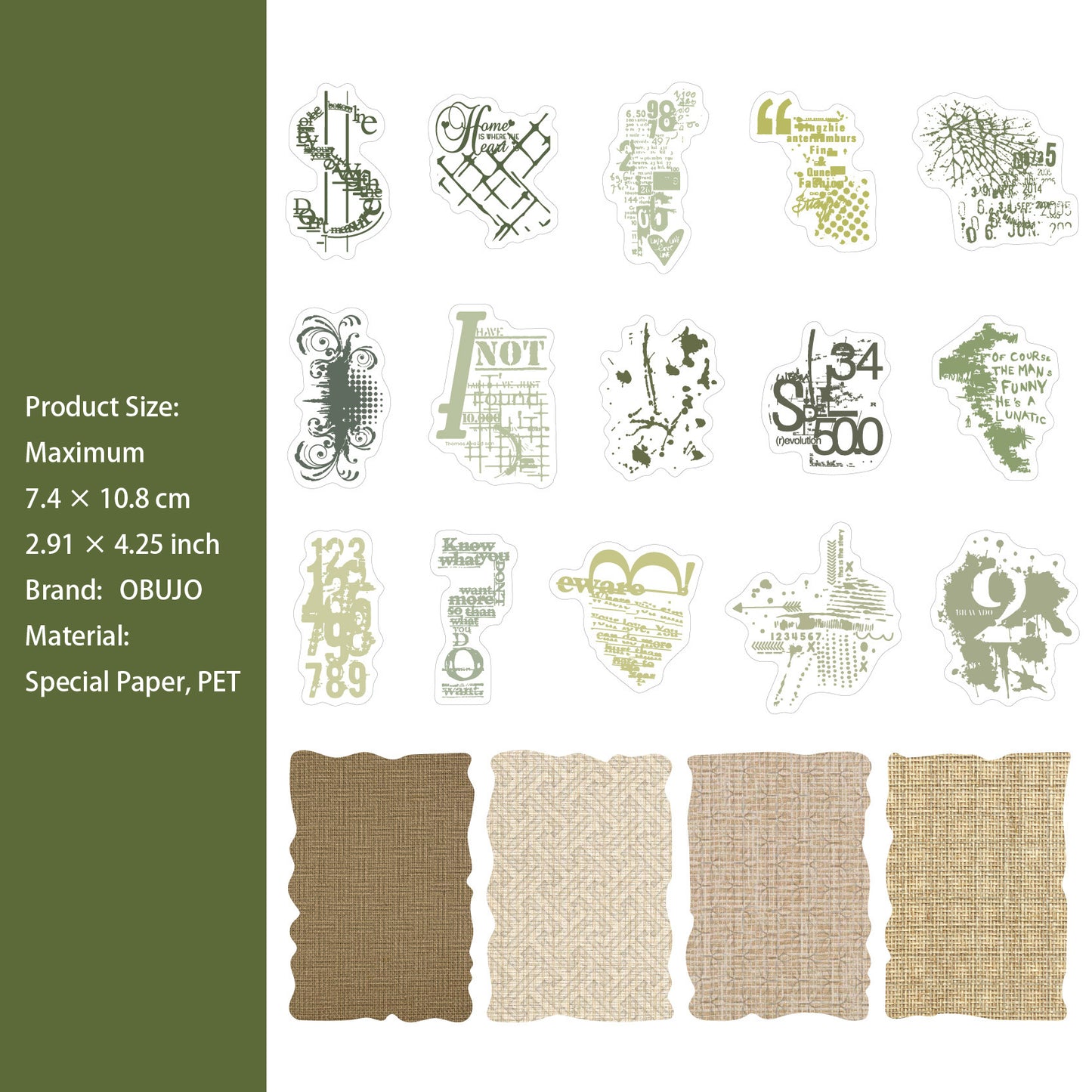 15 Pcs Embossed Paper and Collage Stickers DGXL