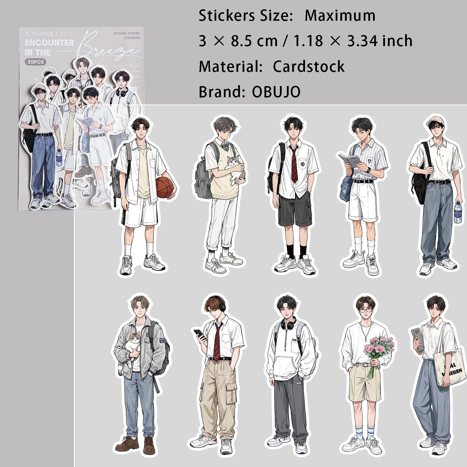 20 Pcs Fashion Girl Boy Stickers FZXY