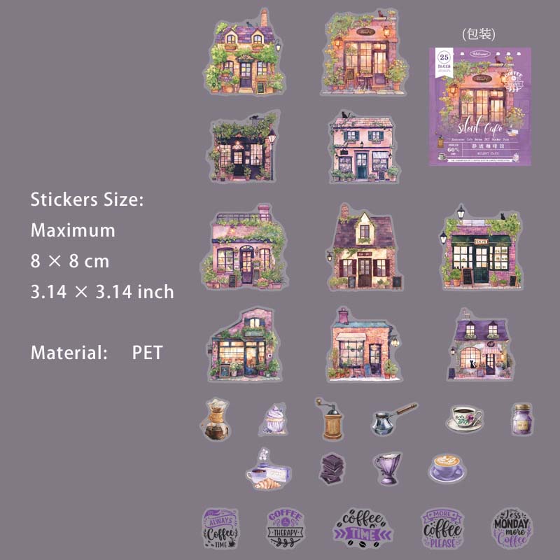 25 Pcs Coffee Theme PET Stickers XHKFG