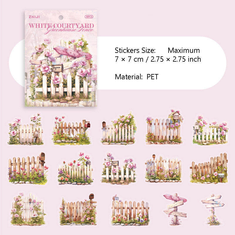 15 Pcs Garden Fence PET Stickers HFLS