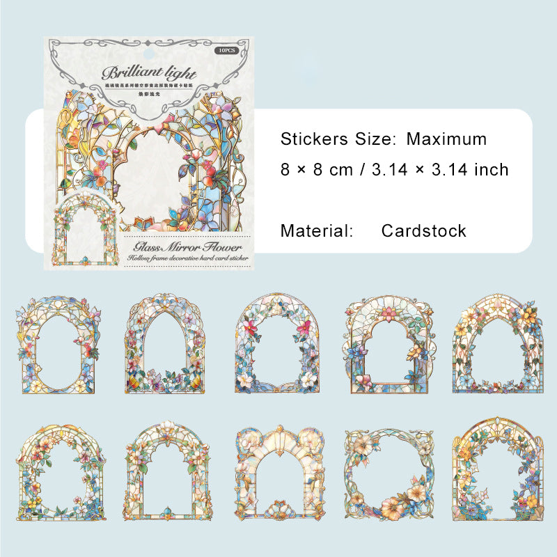 10 Pcs Floral Frame Cardstock Stickers LLJH