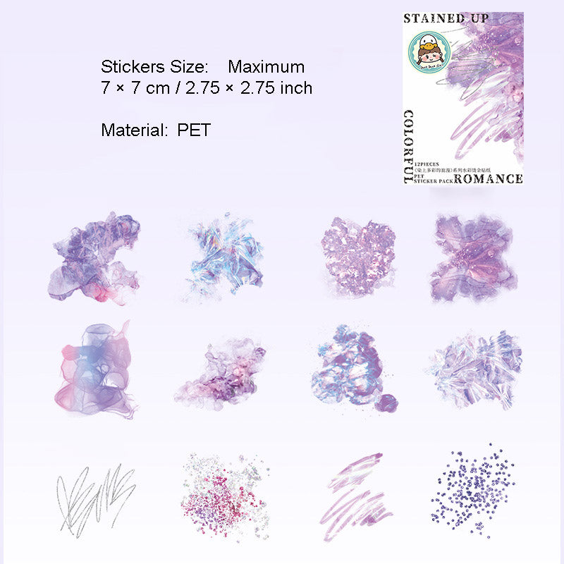 12 Pcs Watercolro PET Stickers RSDCLM