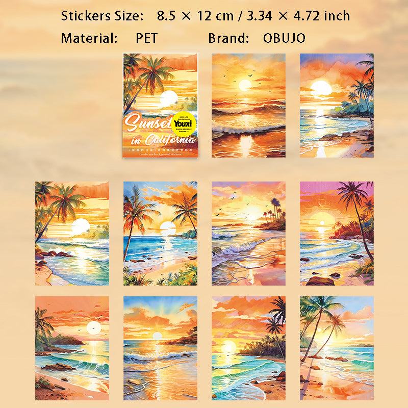 10 Pcs Sunset PET Stickers KZDRL