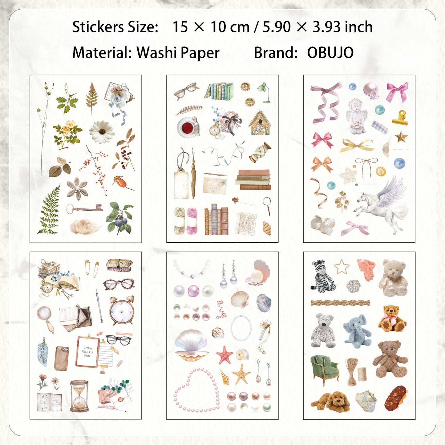 6 Sheets Basic Journal Stickers ZJWD