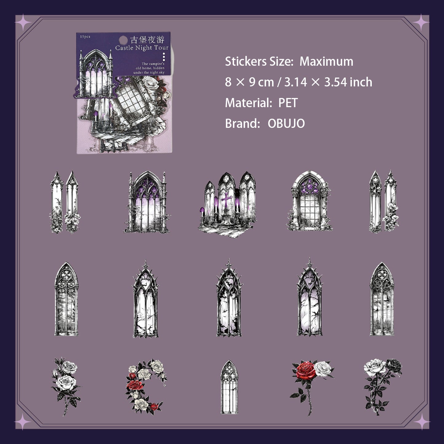 45 Pcs Gothic PET Stickers GBYY