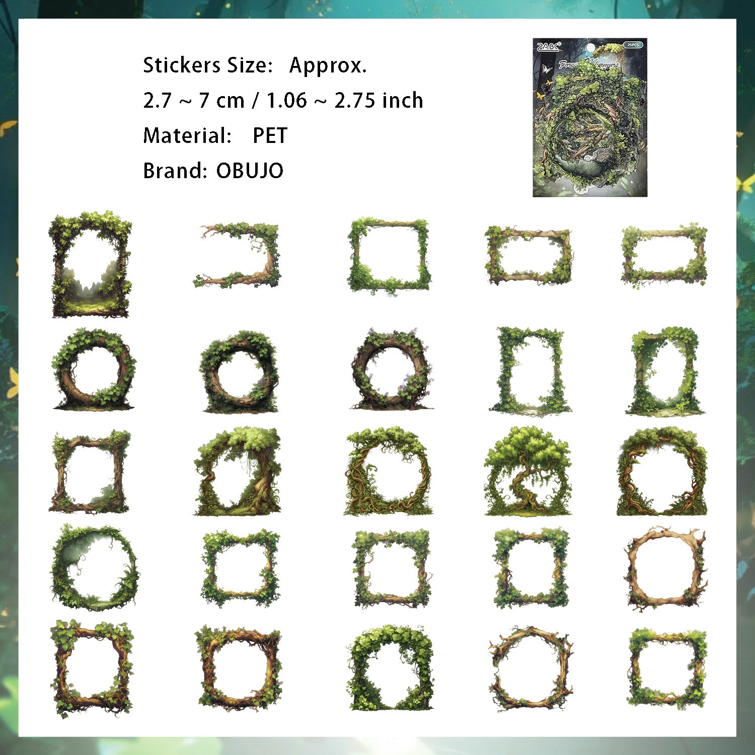 25 Pcs Wildland Theme PET Stickers LYMJ