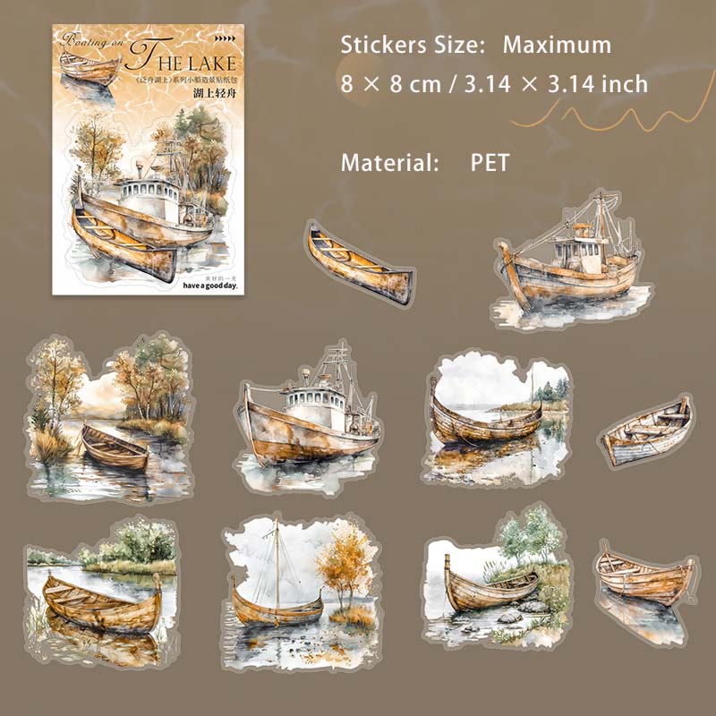 20 Pcs Laker Boat PET Stickers FZHS