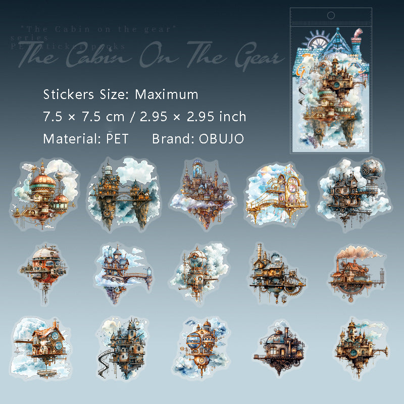 15 Pcs Quirky House PET Stickers CLSXW