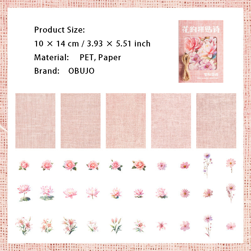 70 Pcs Floral Paper and Stickers Kit HDPTS