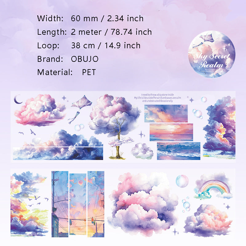 1 Roll Cloud Sky PET Stickers Tape TKMJ