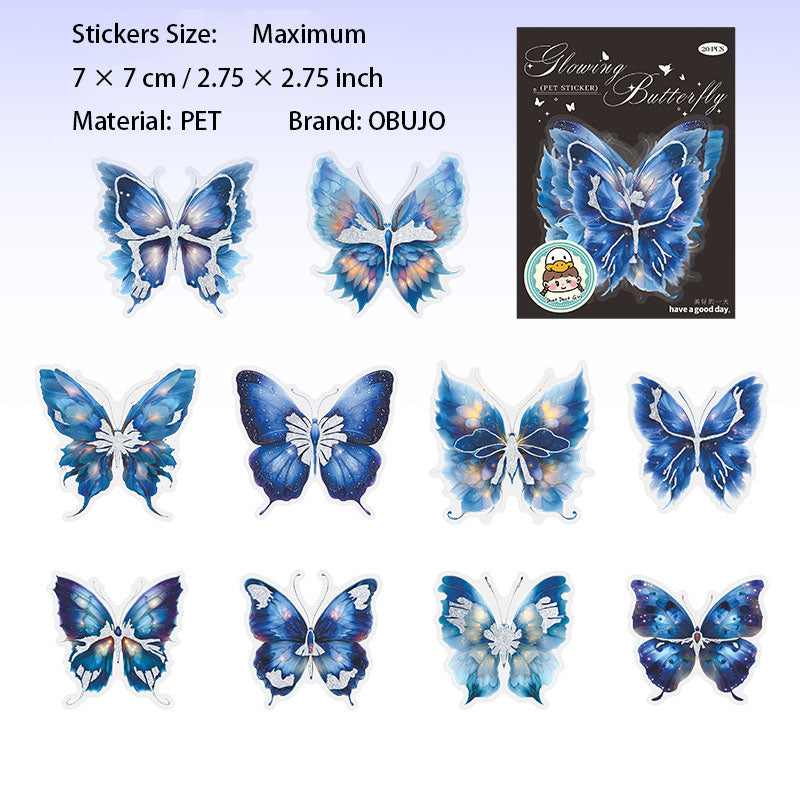 20 Pcs Butterfly PET Stickers LGHD