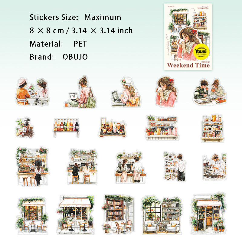 20 Pcs Weekend Daily PET Stickers ZMSG