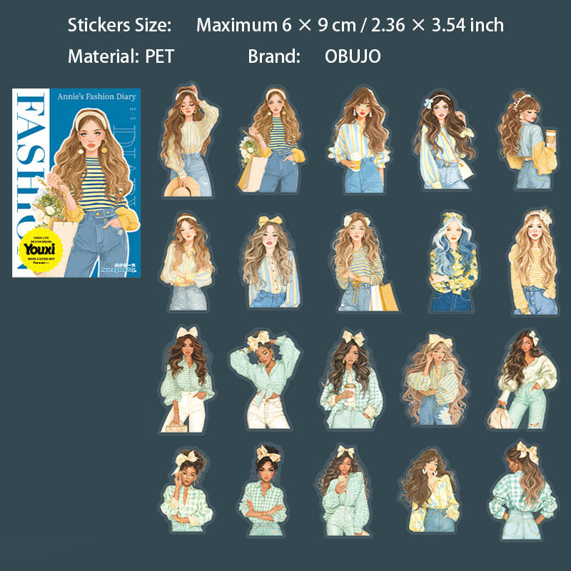 20 Pcs Urban Girl PET Stickers ANSSRJ