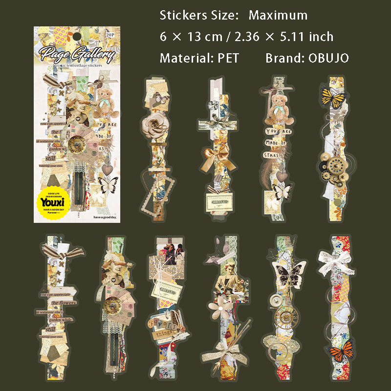20 Pcs Vintage Collage PET Stickers SYCL