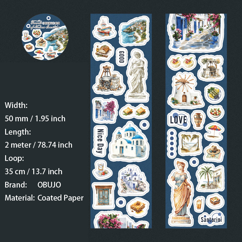 1 Roll Travel Themed Stickers Tape LGYJ