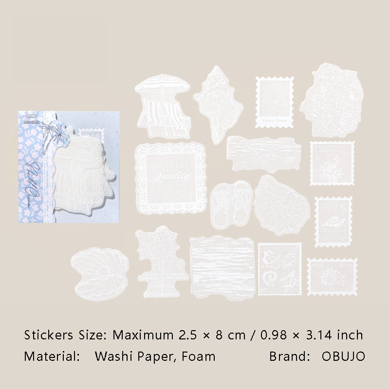 20 Pcs White Botanical Stickers BWSZ