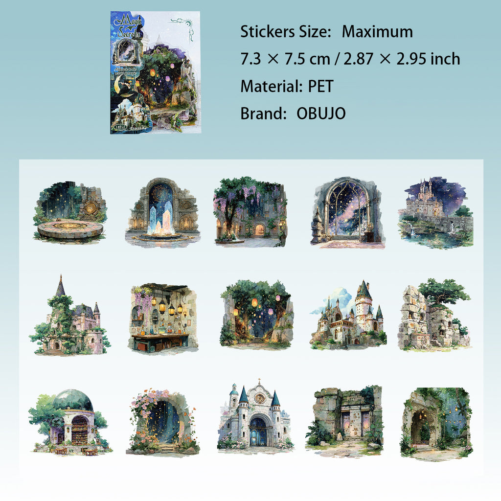 15 Pcs Gothic Magic PET Stickers MFMZ