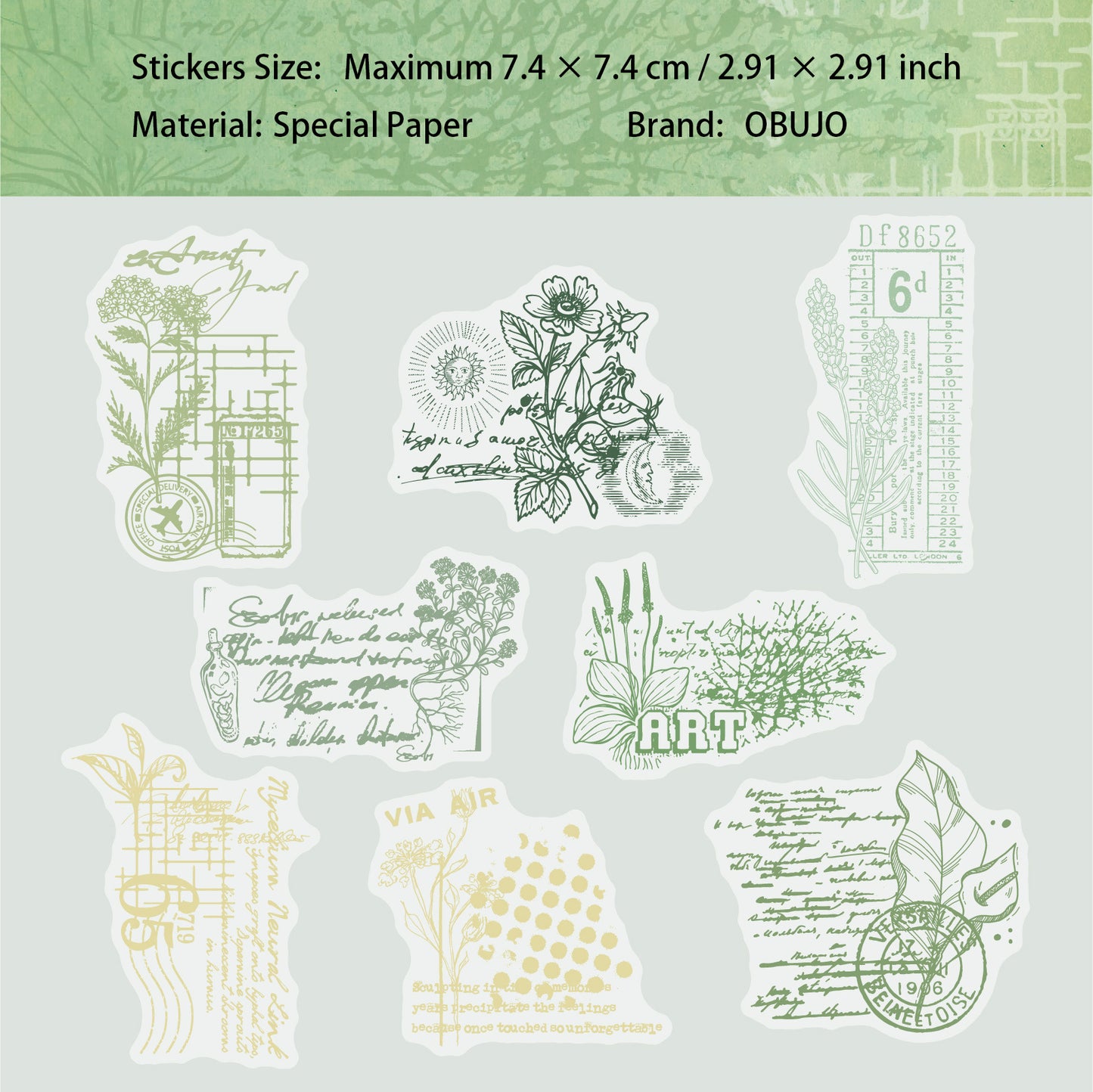 16 Pcs Vintage Junk Journal Stickers CLXL