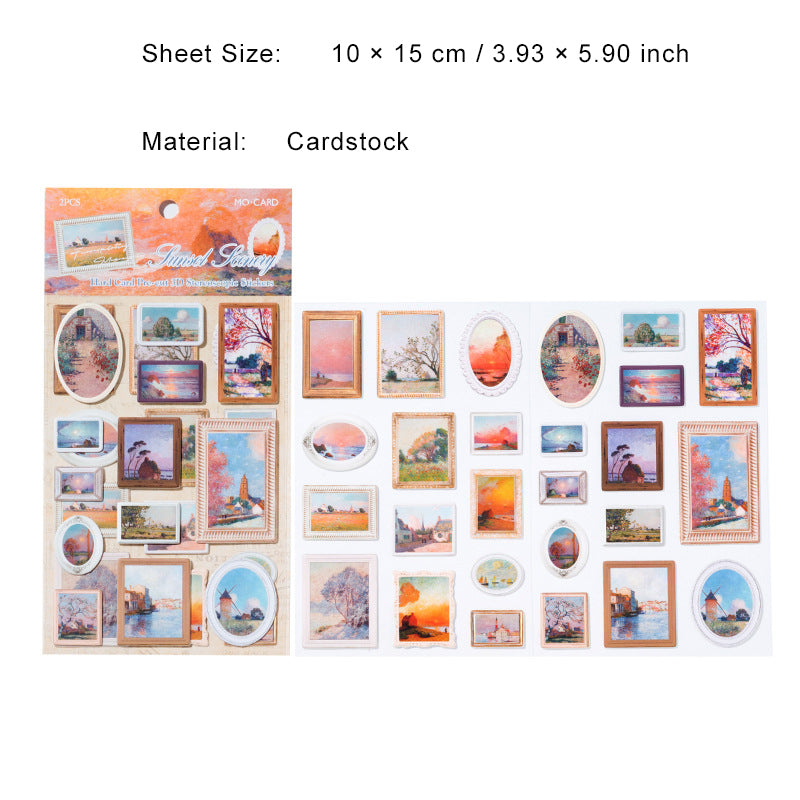 2 Sheets 3D Famous Painting Stickers MHBWG