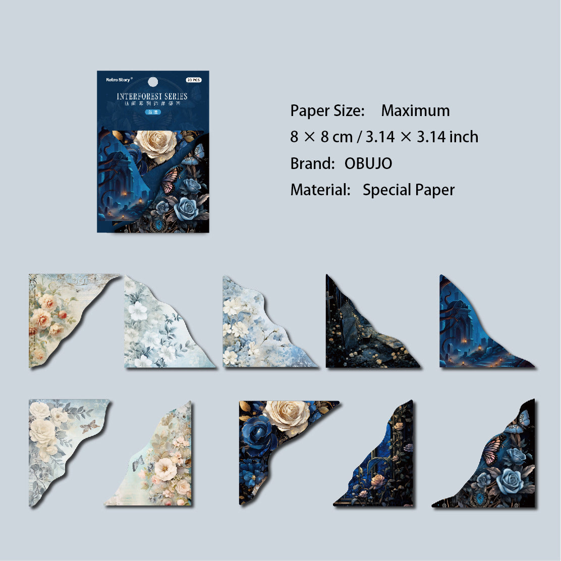 20 Pcs Vintage Corner Journal Paper LJXL