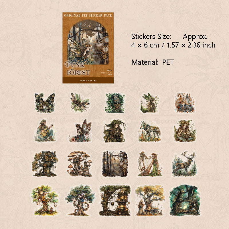 40 Pcs Fantasy Forest PET Stickers SLHX