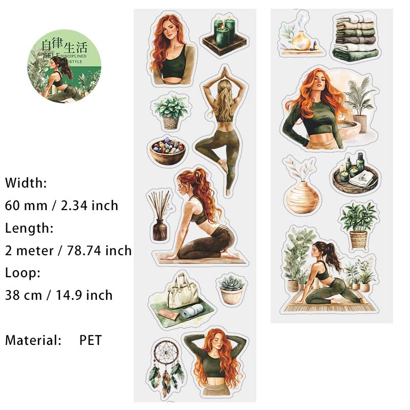 1 Roll Fitness Girl PET Stickers Tape ZLSH