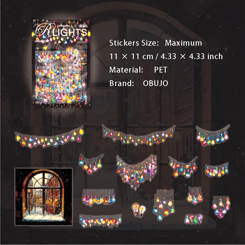15 Pcs Night Light PET Stickers LMDH