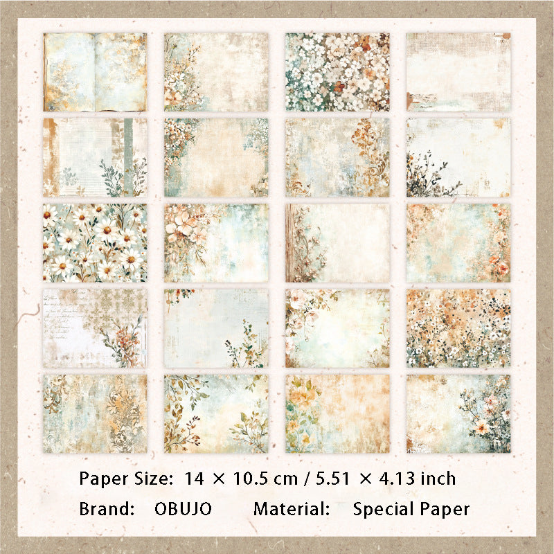 20 Sheets Floral Scrapbook Paper FGHJ
